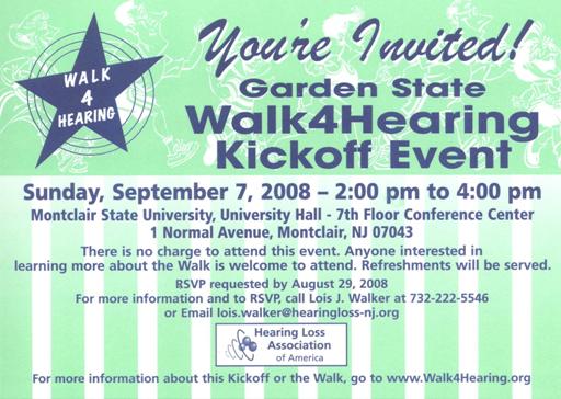 Invitation to Garden State Walk4Hearing kickoff event